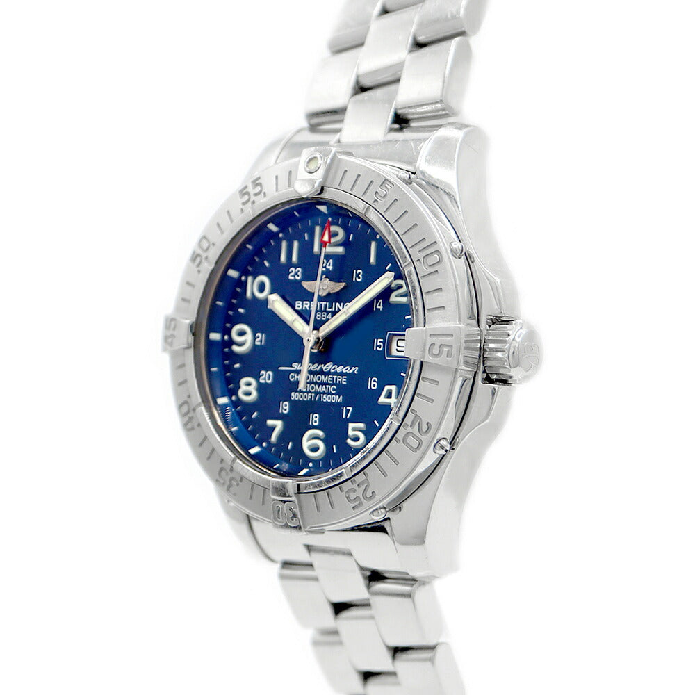BREITLING ブライトリング スーパーオーシャン A17360 デイト 1500m防水 青 ブルー SS ステンレス メンズ 自動巻き【6ヶ月保証】【腕時計】【中古】