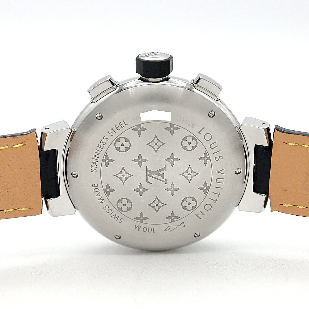 LOUIS VUITTON ルイヴィトン タンブール フライバッククロノグラフ ヴォレ2 世界888本限定 Q102B デイト 100m防水 黒 ブラック SS ステンレス 純正ベルト 純正尾錠 メンズ 自動巻き【6ヶ月保証】【腕時計】【中古】
