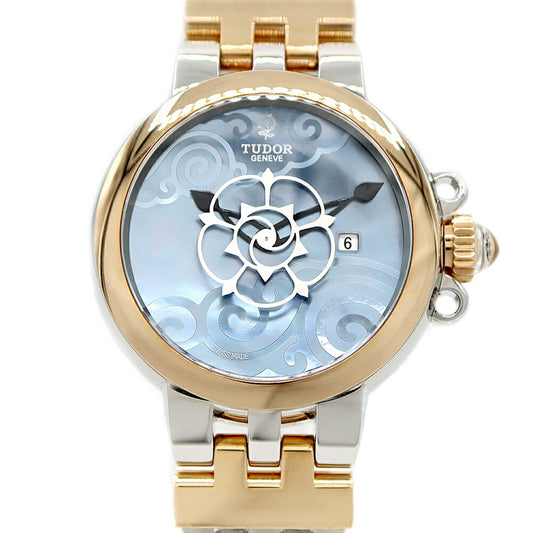 Internally inspected TUDOR Tudor Claire de Rose 35401 Date 100m waterproof blue blue shell K18PG pink gold SS stainless steel men women boys automatic winding [6 months warranty] [watch] [used]