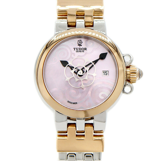 Internally inspected TUDOR Tudor Claire de Rose 35401 Date 100m waterproof pink shell K18PG pink gold SS stainless steel ladies automatic winding [6 months warranty] [watch] [used]
