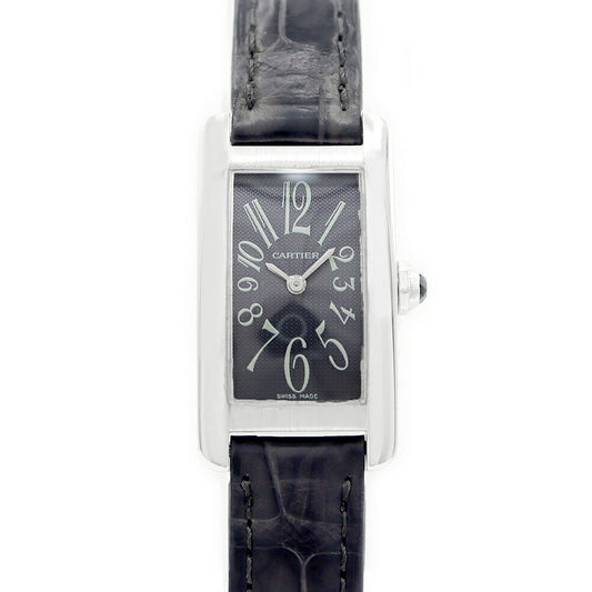 Battery replaced Cartier Tank American SM W2605129 Gray K18WG White Gold Genuine Buckle Ladies Quartz [6 Month Warranty] [Watch] [Used]