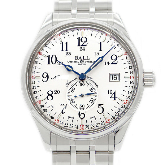 BALL ボール トレインマスター レイルロード スタンダード 130周年モデル 世界999本限定 NM3888D 裏スケ デイト 白 ホワイト SS ステンレス メンズ 自動巻き 【6ヶ月保証】【腕時計】【中古】