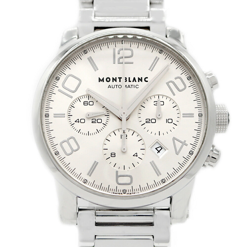 MONTBLANC モンブラン タイムウォーカー クロノグラフ 7069 デイト 30m防水 裏スケ スモールセコンド シルバー SS ステンレス メンズ 自動巻き【6ヶ月保証】【腕時計】【中古】