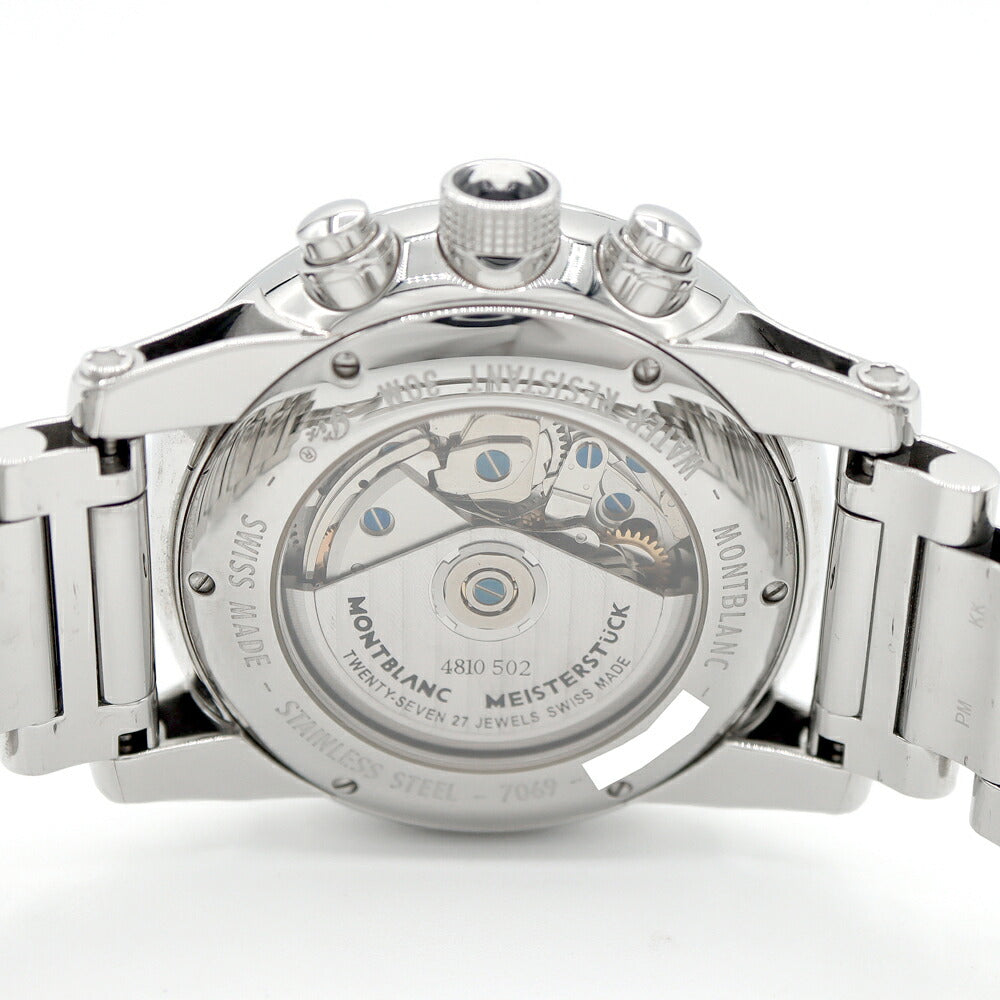 MONTBLANC モンブラン タイムウォーカー クロノグラフ 7069 デイト 30m防水 裏スケ スモールセコンド シルバー SS ステンレス メンズ 自動巻き【6ヶ月保証】【腕時計】【中古】