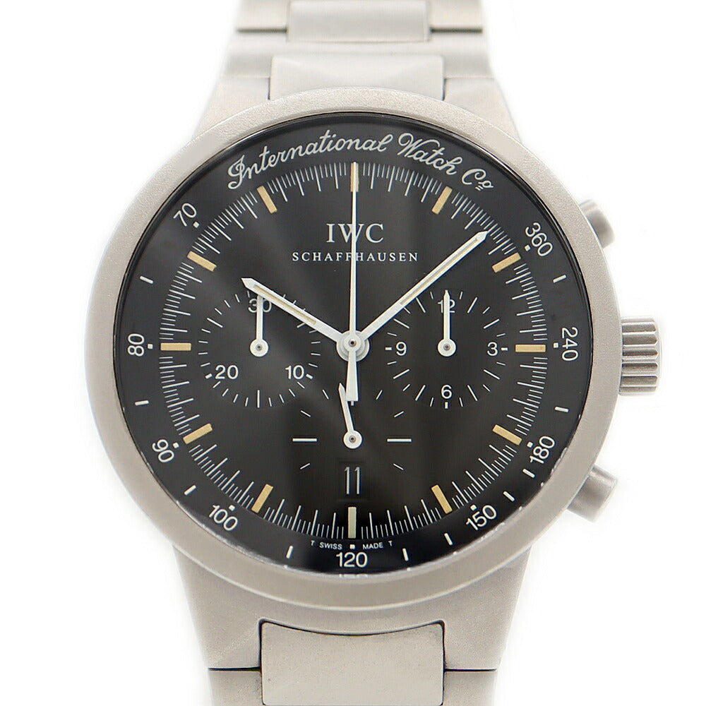 電池交換済 IWC インターナショナルウォッチカンパニー GST クロノグラフ IW372701 デイト スモールセコンド 黒 ブラック TI チタン メンズ クォーツ 【6ヶ月保証】【腕時計】【中古】