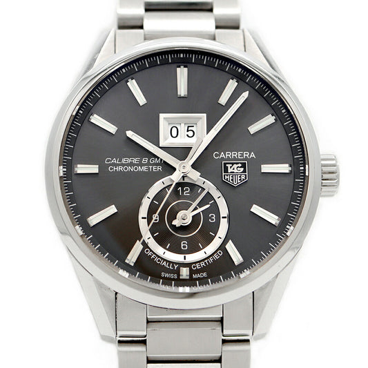 TAG Heuer Tag Heuer Carrera Caliber 8 GMT Grand Date WAR5012.BA0723 Date 100m Water Resistant Back Skew Gray SS Stainless Steel Men's Automatic Winding [6 Month Warranty] [Watch] [Used]