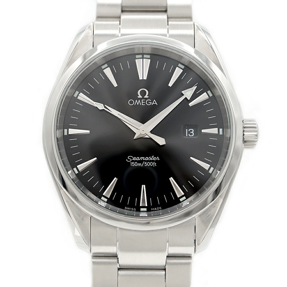 電池交換済 OMEGA オメガ シーマスター アクアテラ 2517.50 150m防水 デイト 黒 ブラック SS ステンレス メンズ クォーツ【6ヶ月保証】【腕時計】【中古】