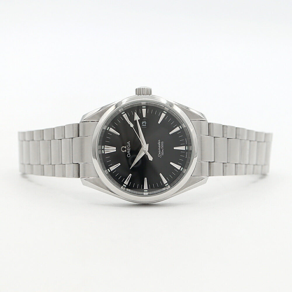 電池交換済 OMEGA オメガ シーマスター アクアテラ 2517.50 150m防水 デイト 黒 ブラック SS ステンレス メンズ クォーツ【6ヶ月保証】【腕時計】【中古】