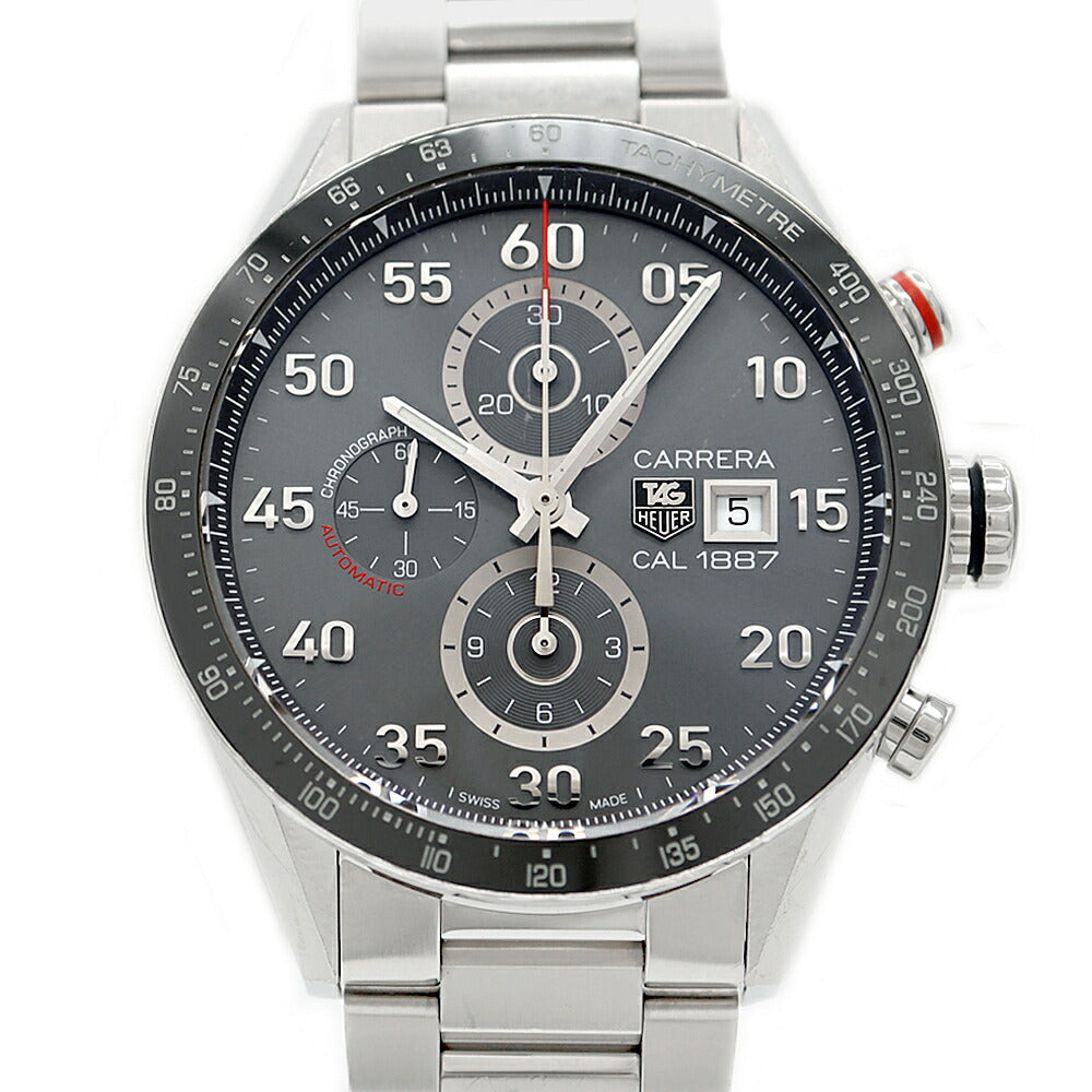 TAG Heuer タグホイヤー カレラ キャリバー1887 クロノグラフ CAR2A11 BA0799 デイト 100m防水 裏スケ グレー SS ステンレス CE セラミック メンズ 自動巻き【6ヶ月保証】【腕時計】【中古】