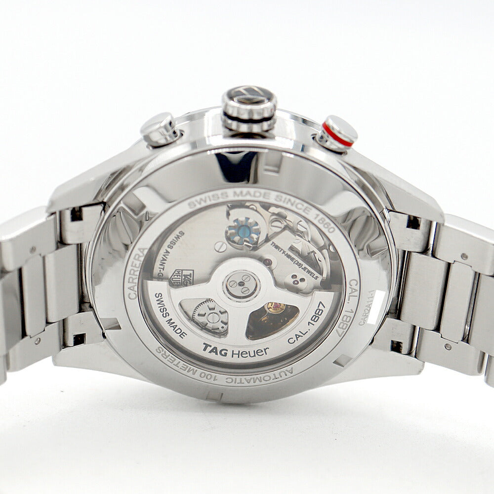 TAG Heuer タグホイヤー カレラ キャリバー1887 クロノグラフ CAR2A11 BA0799 デイト 100m防水 裏スケ グレー SS ステンレス CE セラミック メンズ 自動巻き【6ヶ月保証】【腕時計】【中古】