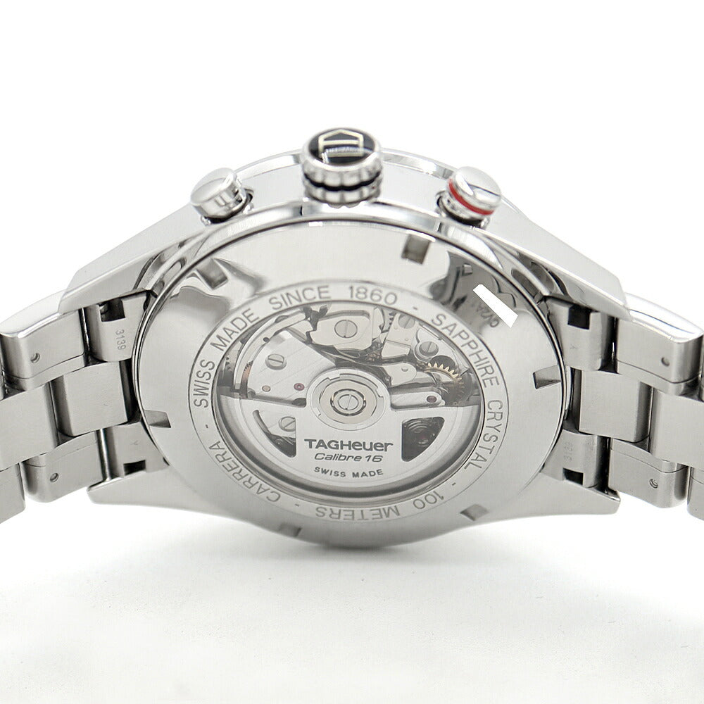 TAG Heuer タグホイヤー カレラ キャリバー16 クロノグラフ CV2A11 BA0796 100m防水 デイデイト 裏スケ シルバー SS ステンレス メンズ 自動巻き【6ヶ月保証】【腕時計】【中古】