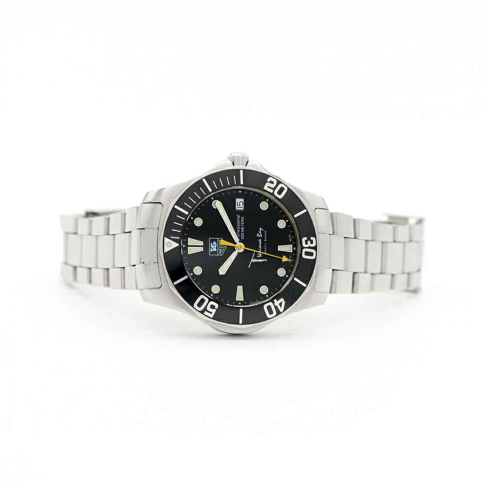 電池交換済 TAG Heuer タグホイヤー アクアレーサー ワイメアベイ 1000本限定 WAB1113 デイト 300m防水 黒 ブラック SS ステンレス メンズ クォーツ【6ヶ月保証】【腕時計】【中古】