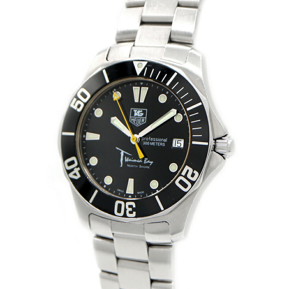 電池交換済 TAG Heuer タグホイヤー アクアレーサー ワイメアベイ 1000本限定 WAB1113 デイト 300m防水 黒 ブラック SS ステンレス メンズ クォーツ【6ヶ月保証】【腕時計】【中古】