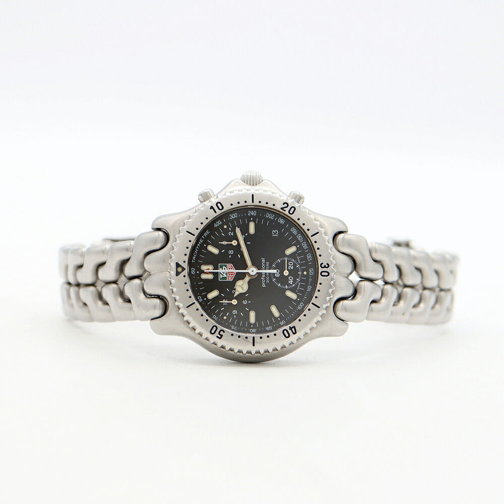 電池交換済 TAG Heuer タグホイヤー S/el セル プロフェッショナル200 クロノグラフ CG1110 デイト 200m防水 黒 ブラック SS ステンレス メンズ クォーツ【6ヶ月保証】【腕時計】【中古】