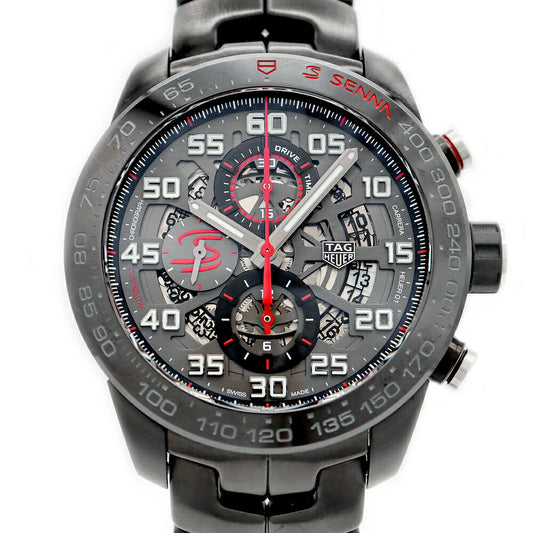 Internally inspected TAG Heuer Carrera Caliber Heuer 01 Ayrton Senna CAR2A1L BA0688 Chronograph 100m Water Resistant Date Back Skelton Black Skeleton SS Stainless Steel CE Ceramic Men's Automatic Winding [6 Month Warranty] [Watch] [Used]