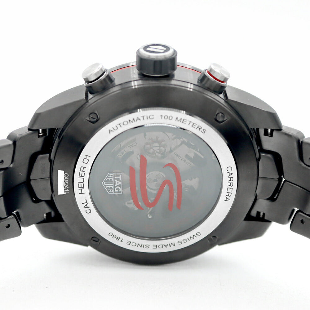 内部点検済 TAG Heuer タグホイヤー カレラ キャリバー ホイヤー01 アイルトンセナ CAR2A1L BA0688 クロノグラフ 100m防水 デイト 裏スケ 黒 ブラック スケルトン SS ステンレス CE セラミック メンズ 自動巻き【6ヶ月保証】【腕時計】【中古】