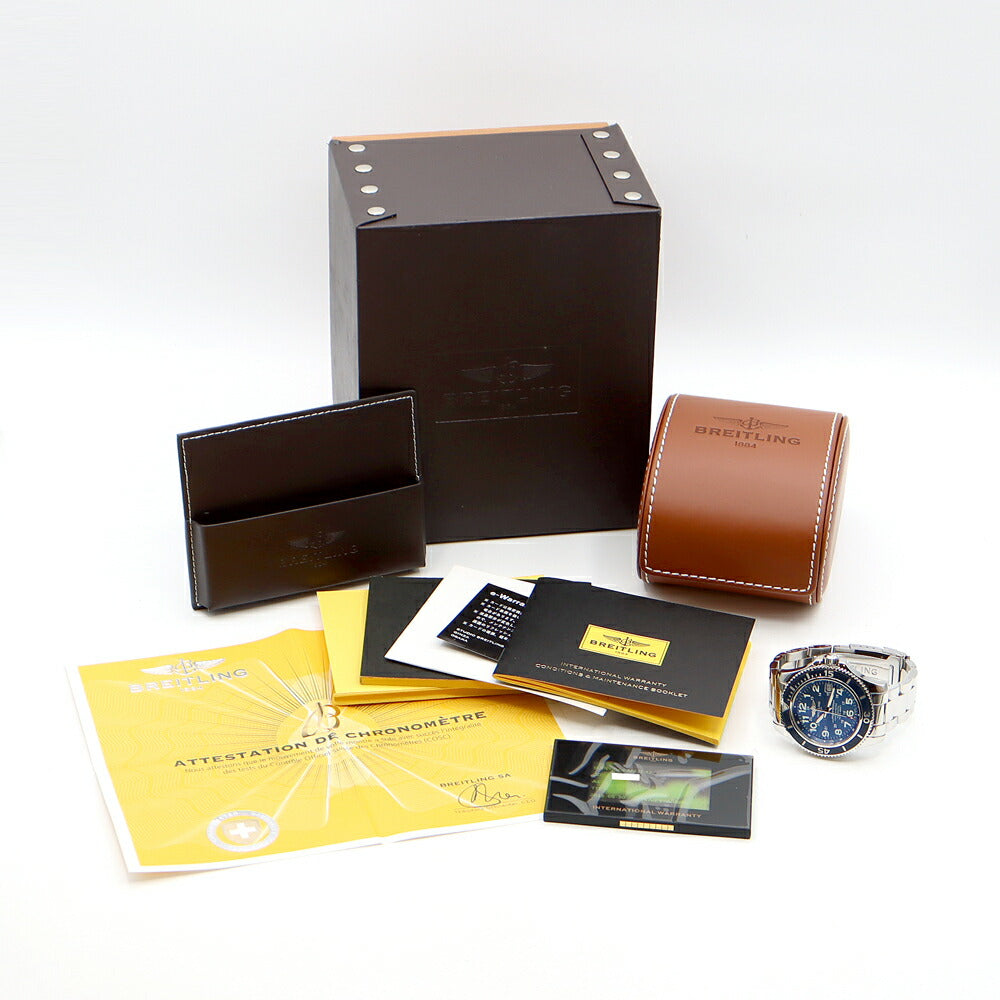 BREITLING ブライトリング スーパーオーシャンII 42 A17365 500m防水 クロノメーター デイト 青 ブルー SS ステンレス メンズ 自動巻き【6ヶ月保証】【腕時計】【中古】