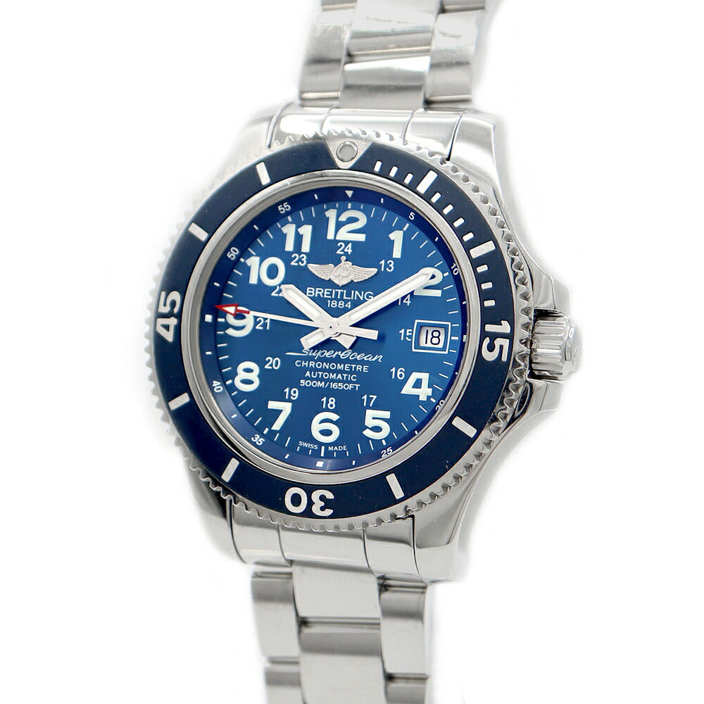 BREITLING ブライトリング スーパーオーシャンII 42 A17365 500m防水 クロノメーター デイト 青 ブルー SS ステンレス メンズ 自動巻き【6ヶ月保証】【腕時計】【中古】
