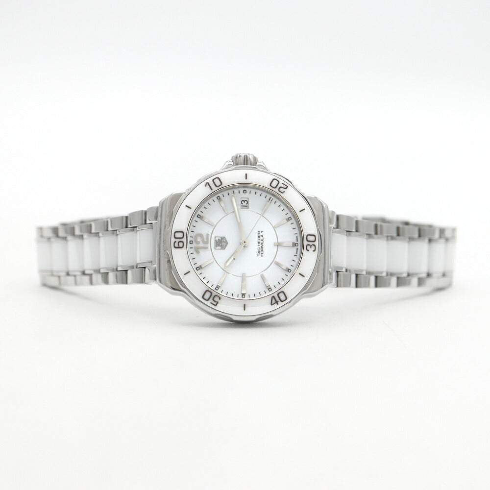 電池交換済 TAG Heuer タグホイヤー フォーミュラ1 WAH1211 BA0861 デイト 200m防水 白 ホワイト SS ステンレス CE セラミック レディース クォーツ【6ヶ月保証】【腕時計】【中古】