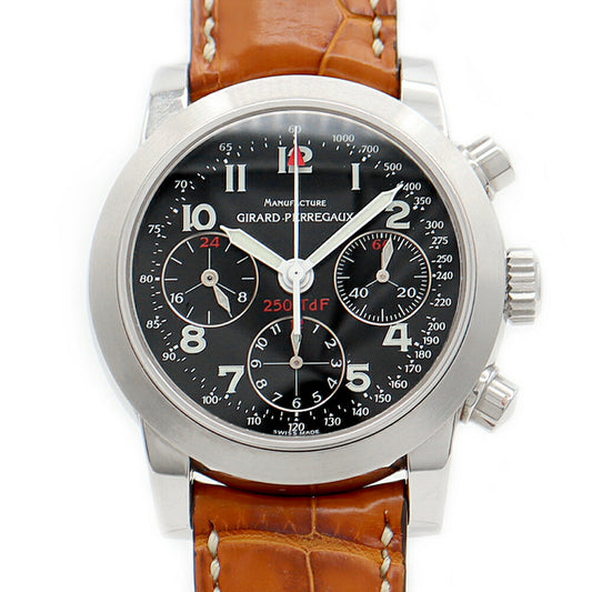 Internally inspected GIRARD PERREGAUX GIRARD PERREGAUX Ferrari 250GT TdF Chronograph World Limited 2000 Pieces 8090 Black SS Stainless Steel Genuine Belt Genuine Buckle Men's Automatic Winding GP [6 Month Warranty] [Watch] [Used]