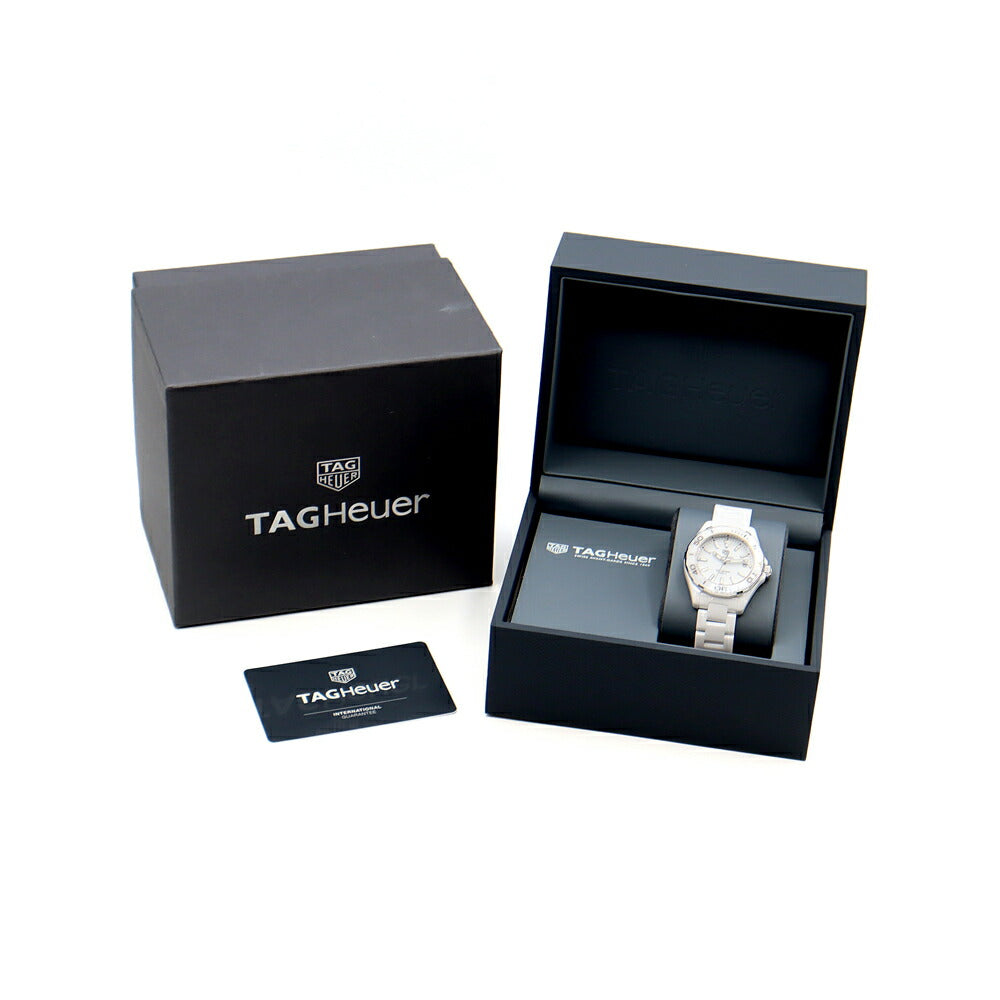 電池交換済 TAG Heuer タグホイヤー アクアレーサー WAY1391 BH0717 デイト 300m防水 白 ホワイト SS ステンレス CE セラミック レディース クォーツ【6ヶ月保証】【腕時計】【中古】