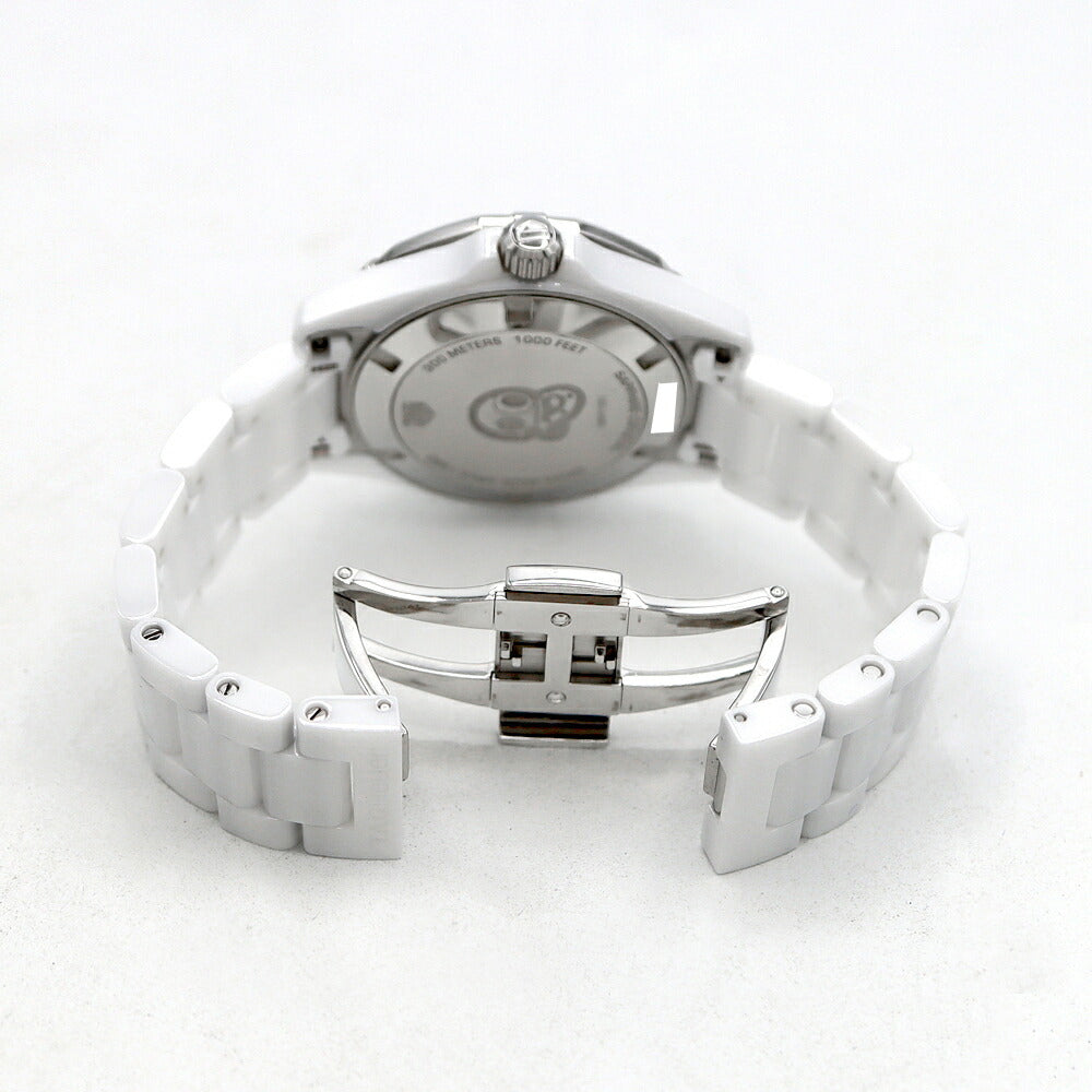 電池交換済 TAG Heuer タグホイヤー アクアレーサー WAY1391 BH0717 デイト 300m防水 白 ホワイト SS ステンレス CE セラミック レディース クォーツ【6ヶ月保証】【腕時計】【中古】