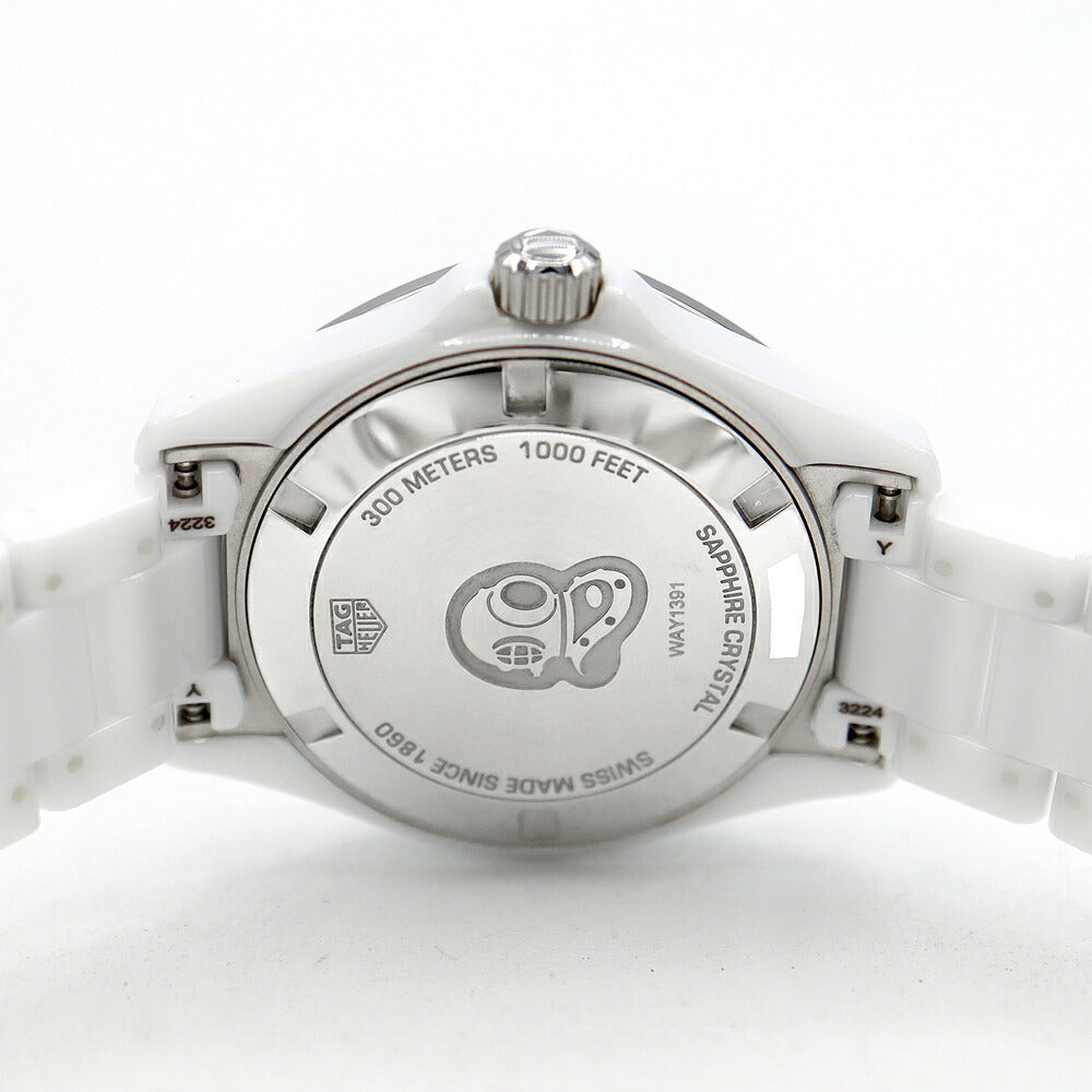 電池交換済 TAG Heuer タグホイヤー アクアレーサー WAY1391 BH0717 デイト 300m防水 白 ホワイト SS ステンレス CE セラミック レディース クォーツ【6ヶ月保証】【腕時計】【中古】