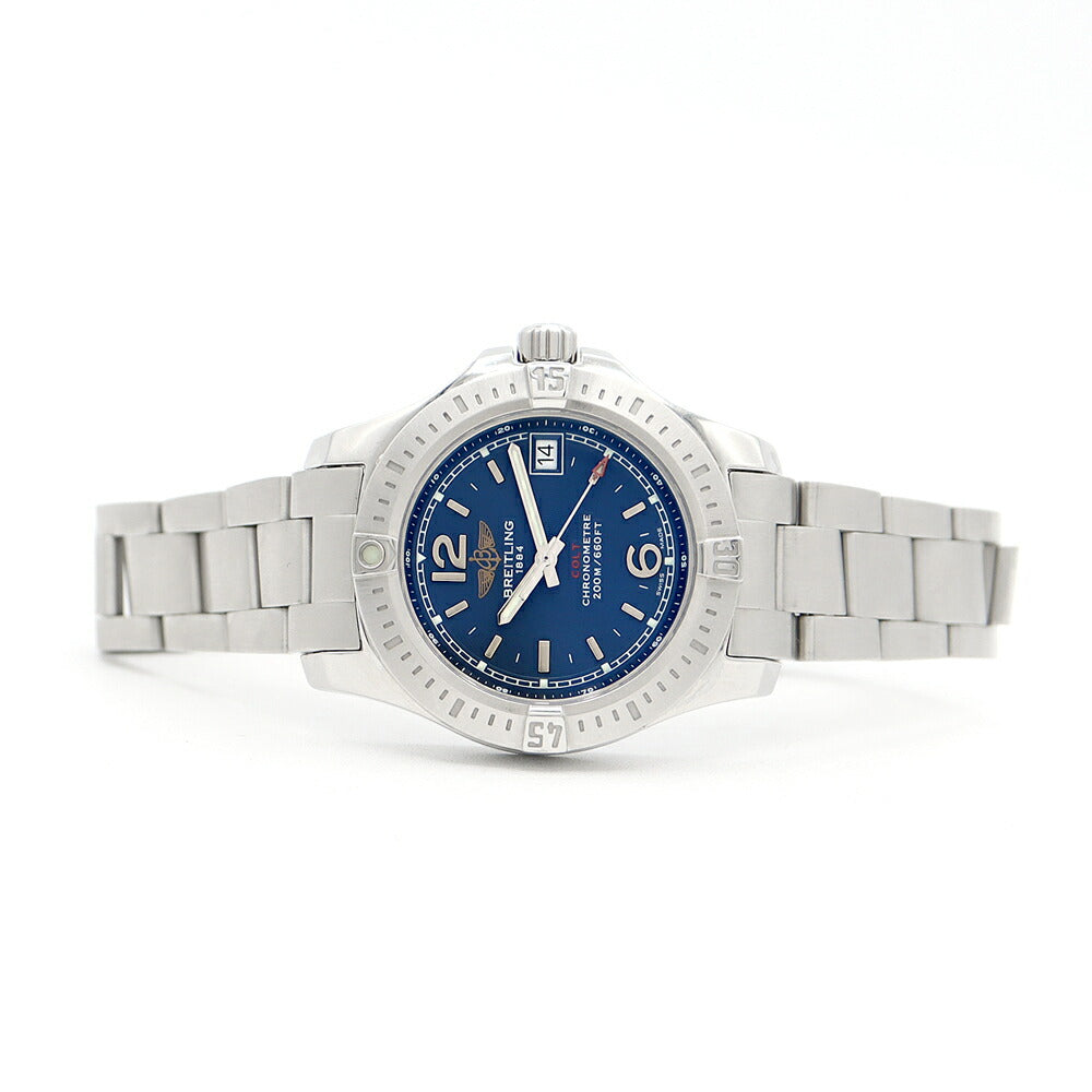 Battery replaced BREITLING Colt Lady A77388 Date 200m waterproof blue SS stainless steel ladies quartz [6 months warranty] [watch] [used]