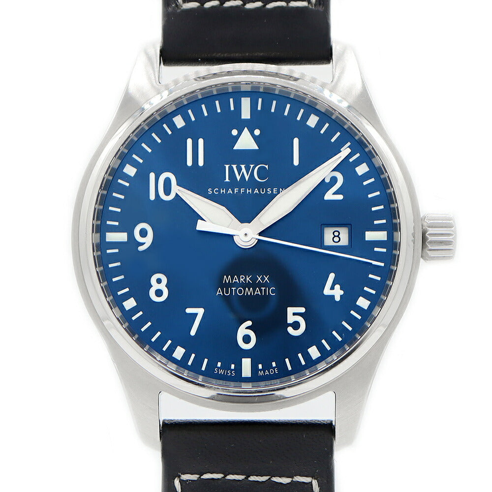 IWC インターナショナルウォッチカンパニー パイロットウォッチ マークXX IW328203 100m防水 デイト 青 ブルー SS ステンレス 純正ベルト 純正尾錠 メンズ 自動巻き マーク20【6ヶ月保証】【腕時計】【中古】