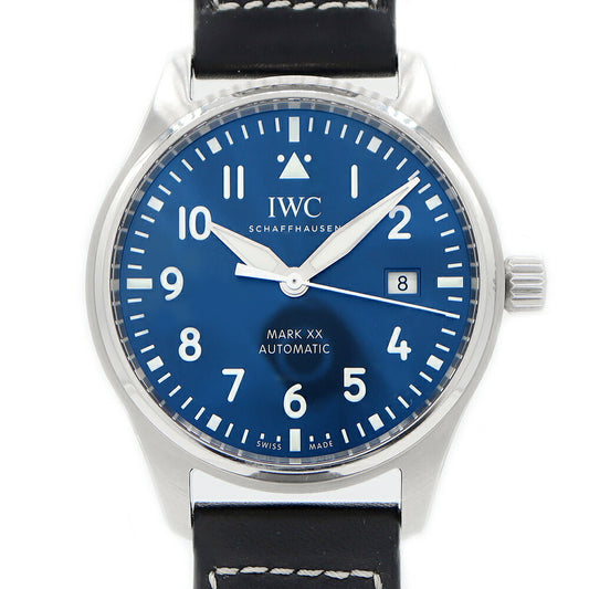 IWC International Watch Company Pilot's Watch Mark XX IW328203 100m Water Resistant Date Blue Blue SS Stainless Steel Genuine Belt Genuine Buckle Men's Automatic Winding Mark 20 [6 Month Warranty] [Watch] [Used]