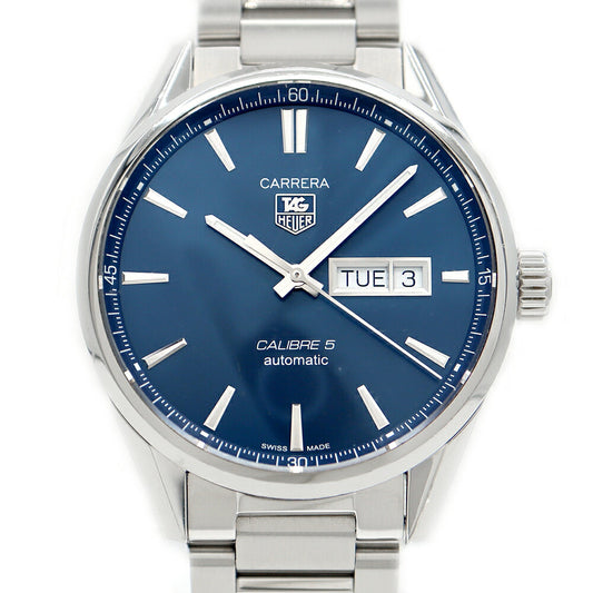 TAG Heuer TAG Heuer Carrera Caliber 5 Day Date WAR201E BA0723 100m waterproof back skid blue SS stainless steel men's automatic winding [6 months warranty] [watch] [used]