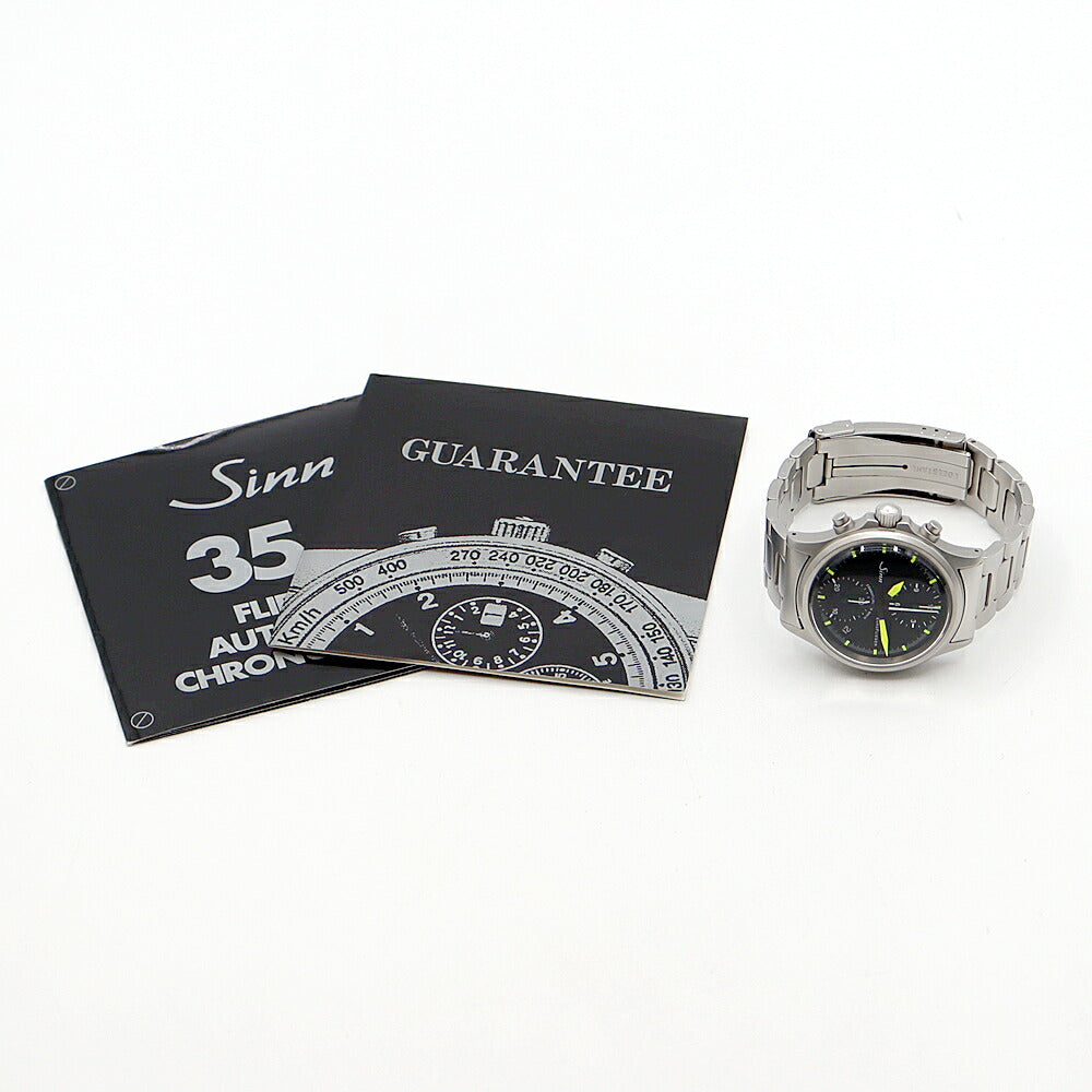 内部点検済 SINN ジン ユーロフリーガー 日本限定200本 356 クロノグラフ デイト 100m防水 スモールセコンド 黒 ブラック SS ステンレス メンズ 自動巻き【6ヶ月保証】【腕時計】【中古】