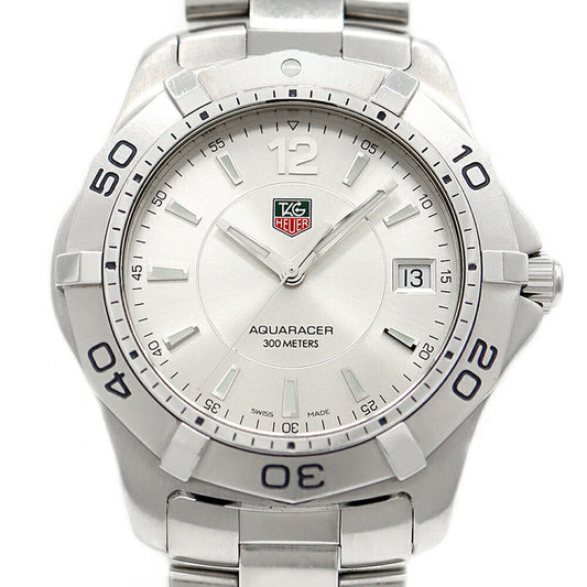 電池交換済 TAG Heuer タグホイヤー アクアレーサー WAF1112 デイト 300m防水 シルバー SS ステンレス メンズ クォーツ【6ヶ月保証】【腕時計】【中古】