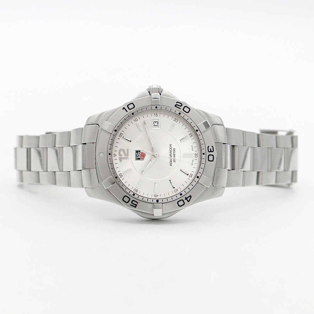 電池交換済 TAG Heuer タグホイヤー アクアレーサー WAF1112 デイト 300m防水 シルバー SS ステンレス メンズ クォーツ【6ヶ月保証】【腕時計】【中古】
