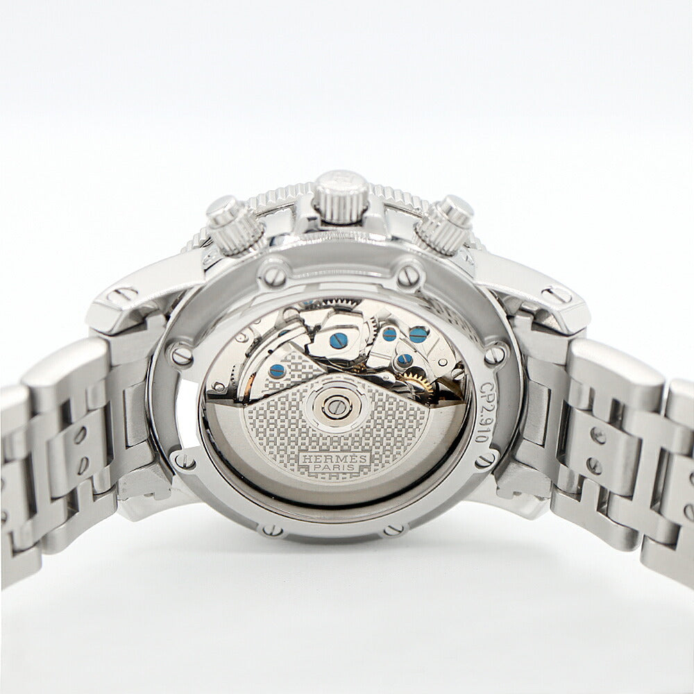 内部点検済 HERMES エルメス クリッパー ダイバー クロノグラフ CP2.910 裏スケ デイト 白 ホワイト SS ステンレス メンズ 自動巻き【6ヶ月保証】【腕時計】【中古】