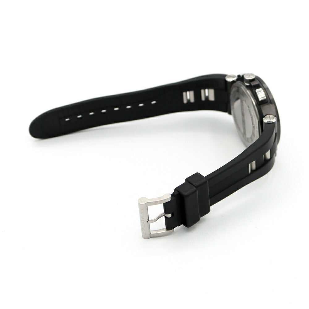 BVLGARI ブルガリ ディアゴノ ウルトラネロ クロノグラフ DG42BSCCH デイト 100m防水 スモールセコンド 黒 ブラック CE セラミック SS ステンレス 純正ベルト 純正尾錠 メンズ 自動巻き【6ヶ月保証】【腕時計】【中古】