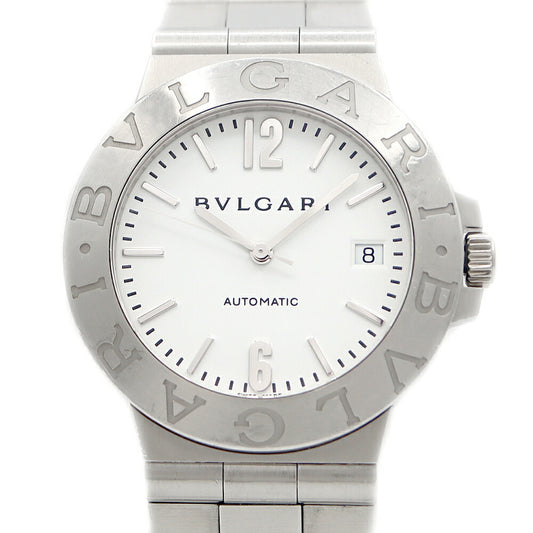 BVLGARI ブルガリ ディアゴノ スポーツ LCV38S デイト 白 ホワイト SS ステンレス メンズ 自動巻き【6ヶ月保証】【腕時計】【中古】