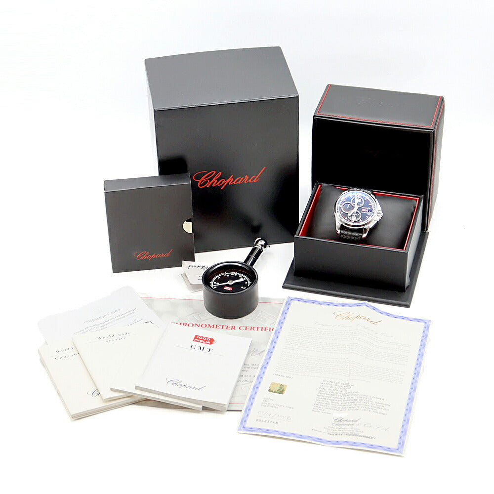 内部点検済 Chopard ショパール ミッレミリア GT XL クロノグラフ 16/8459 100m防水 デイト スモールセコンド 黒 ブラック SS ステンレス 純正ベルト 純正尾錠 メンズ 自動巻き【6ヶ月保証】【腕時計】【中古】