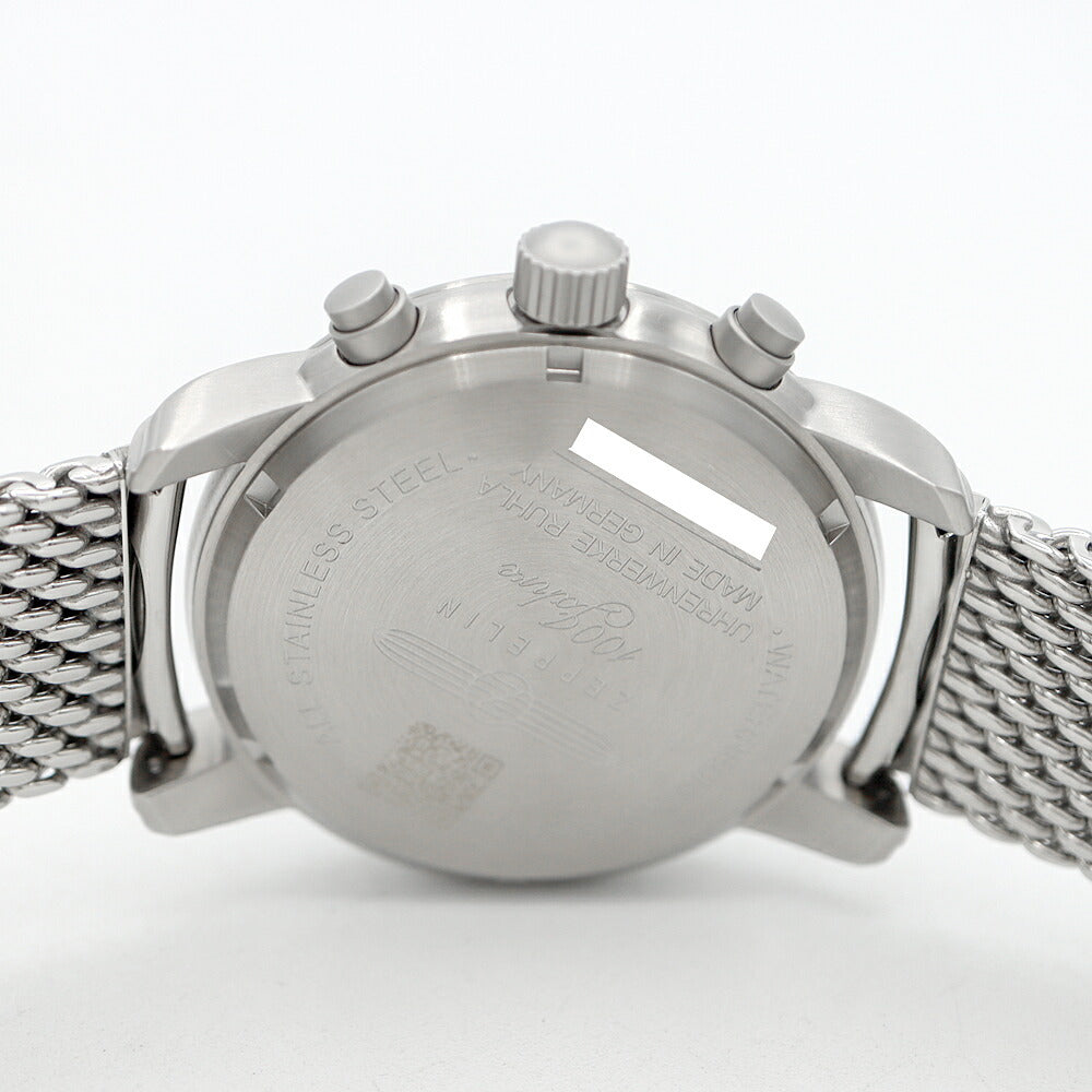 電池交換済 ZEPPELIN ツェッペリン 7680-2 100周年記念モデル クロノグラフ デイト 50m防水 グレー SS ステンレス メンズ クォーツ【6ヶ月保証】【腕時計】【中古】