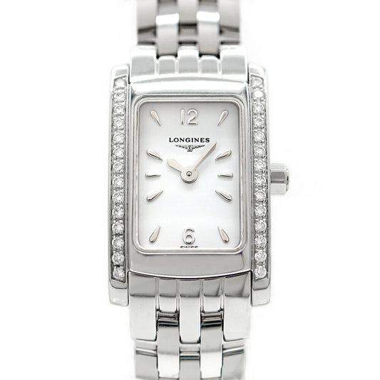 Battery replaced LONGINES Dolce Vita Diamond Bezel L5.158.0 Diamond White White SS Stainless Steel Ladies Quartz [6 Month Warranty] [Watch] [Used]