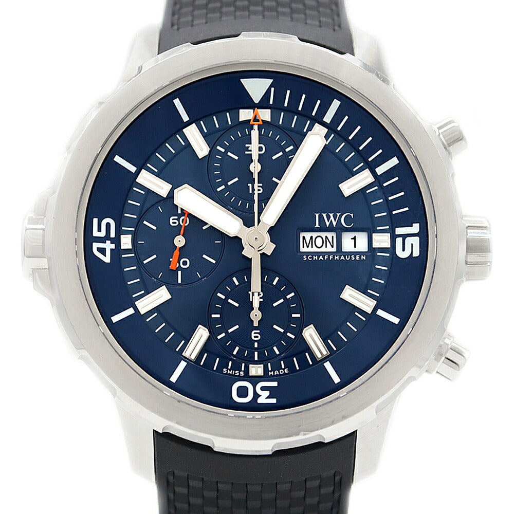 内部点検済 IWC インターナショナルウォッチカンパニー アクアタイマー クロノグラフ エクスペディション ジャック=イヴ・クストー IW376805 デイデイト 300m防水 青 ブルー SS ステンレス 純正ベルト 純正尾錠 メンズ 自動巻き【6ヶ月保証】【腕時計】【中古】
