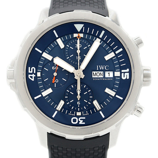 内部点検済 IWC インターナショナルウォッチカンパニー アクアタイマー クロノグラフ エクスペディション ジャック=イヴ・クストー IW376805 デイデイト 300m防水 青 ブルー SS ステンレス 純正ベルト 純正尾錠 メンズ 自動巻き【6ヶ月保証】【腕時計】【中古】