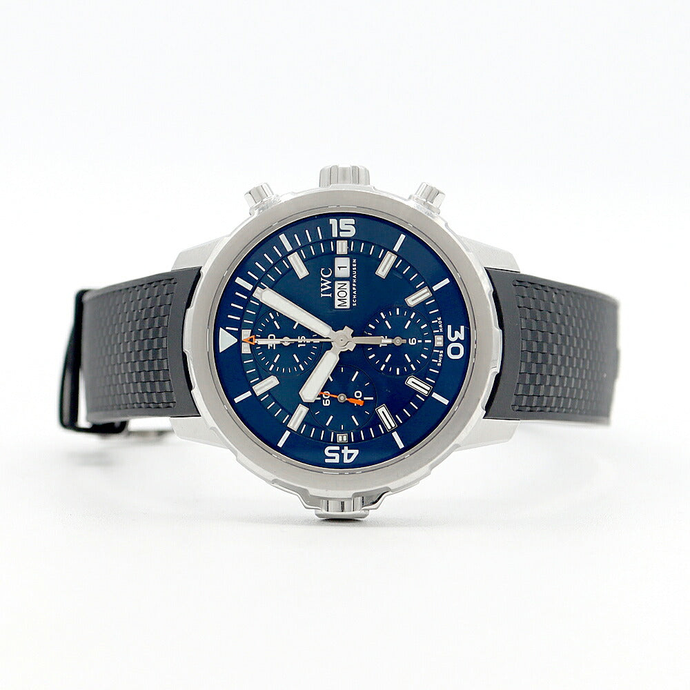 内部点検済 IWC インターナショナルウォッチカンパニー アクアタイマー クロノグラフ エクスペディション ジャック=イヴ・クストー IW376805 デイデイト 300m防水 青 ブルー SS ステンレス 純正ベルト 純正尾錠 メンズ 自動巻き【6ヶ月保証】【腕時計】【中古】