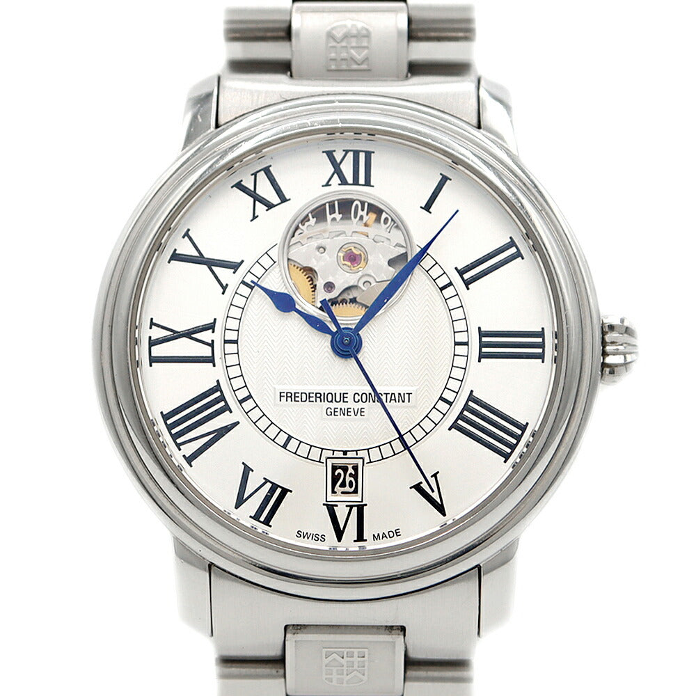 FREDERIQUE CONSTANT フレデリックコンスタント クラシック ハートビート FC-303/315X3P6 315MS3P6B オープンハート デイト 裏スケ シルバー SS ステンレス メンズ 自動巻き【6ヶ月保証】【腕時計】【中古】