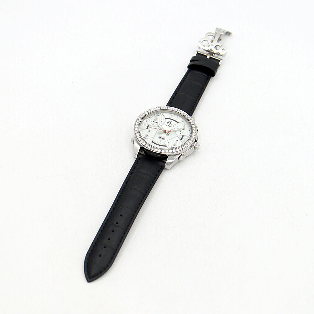 電池交換済 JACOB&Co. ジェイコブ ファイブタイムゾーン 47mm ダイヤベゼル JC-3D ダイヤモンド 100m防水 シルバーギョーシェ SS ステンレス 純正バックル メンズ クォーツ 5タイム【6ヶ月保証】【腕時計】【中古】
