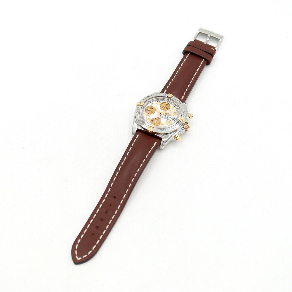 内部点検済 BREITLING ブライトリング クロノコックピット B13358 クロノグラフ デイト 100m防水 白 ホワイトシェル SS ステンレス YG イエローゴールド コンビ 純正ベルト 純正尾錠 メンズ 自動巻き【6ヶ月保証】【腕時計】【中古】