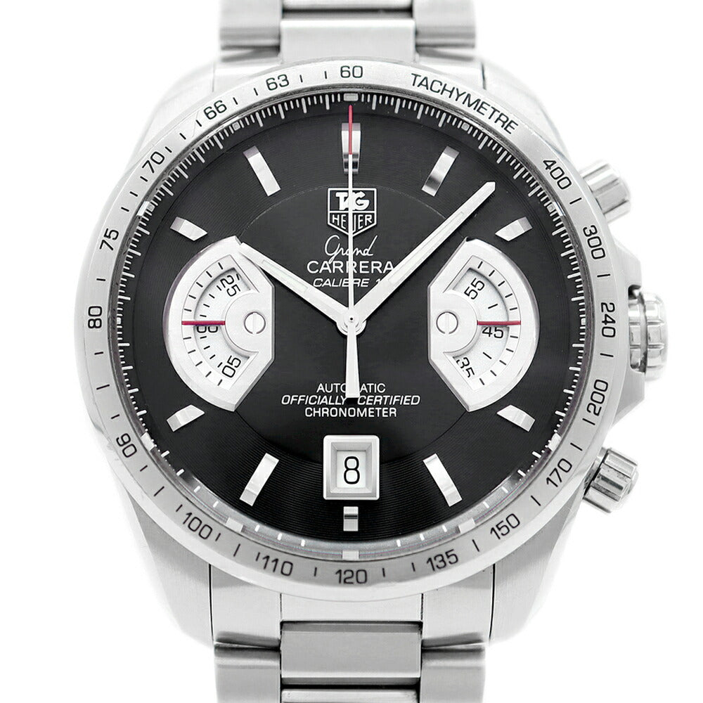 TAG Heuer タグホイヤー グランドカレラ キャリバー17RS クロノグラフ CAV511A BA0902 デイト 100m防水 裏スケ 黒 ブラック SS ステンレス メンズ 自動巻き【6ヶ月保証】【腕時計】【中古】