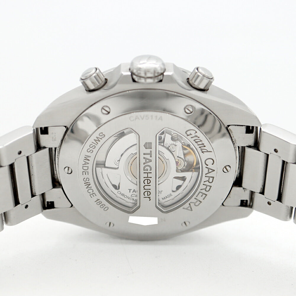 TAG Heuer タグホイヤー グランドカレラ キャリバー17RS クロノグラフ CAV511A BA0902 デイト 100m防水 裏スケ 黒 ブラック SS ステンレス メンズ 自動巻き【6ヶ月保証】【腕時計】【中古】