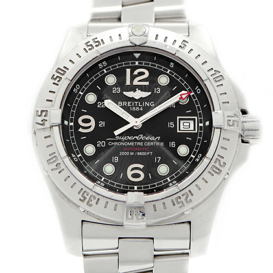 BREITLING ブライトリング スーパーオーシャン スチールフィッシュ A17390 デイト 2000m防水 黒 ブラック SS ステンレス メンズ 自動巻き スティールフィッシュ【6ヶ月保証】【腕時計】【中古】