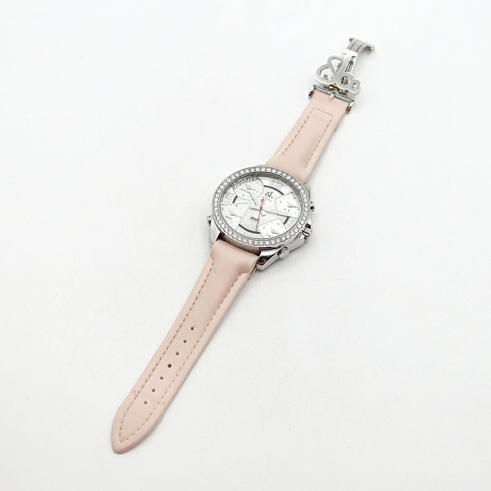 電池交換済 JACOB&Co. ジェイコブ ファイブタイムゾーン 47mm ダイヤモンド ダイヤベゼル デイト シルバー ギョーシェ SS ステンレス 純正ベルト 純正尾錠 メンズ クォーツ 5タイム【6ヶ月保証】【腕時計】